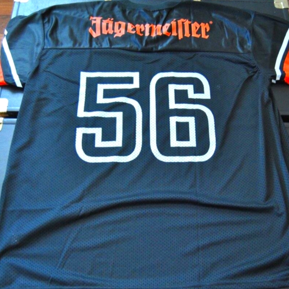 Jägermeister X-Large Black and Orange #56 Football Jersey